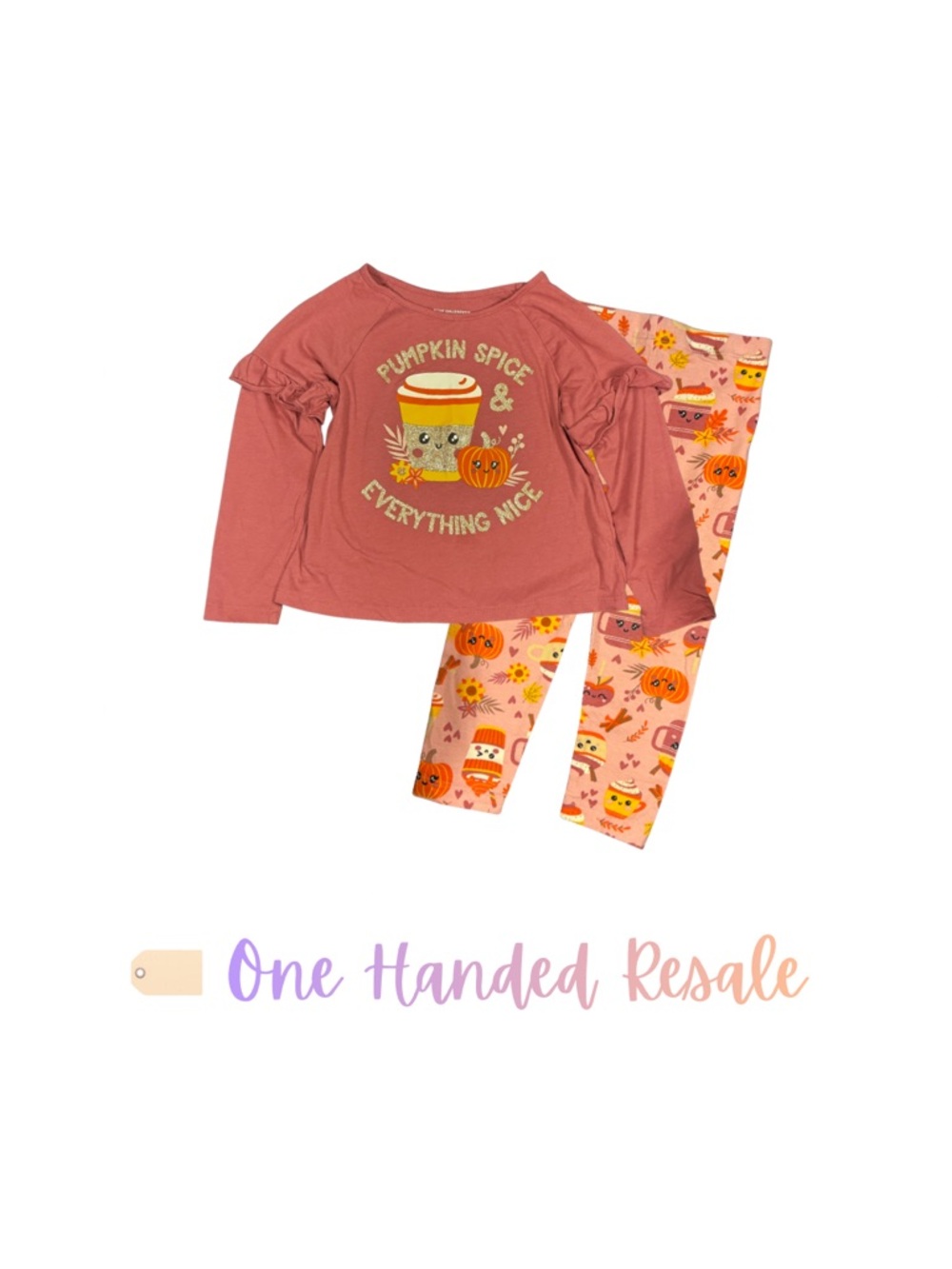 🍂 The Children’s Place Pumpkin Spice & Everything Nice Top & Leggings Set 2T